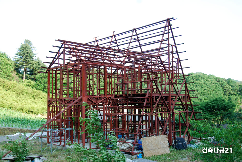 복층 전원주택 소구리하우스 스틸골조 전경 